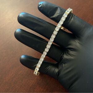 5mm Gold Moissanite Bracelet | VVS1 | Stainless Steel | 7”